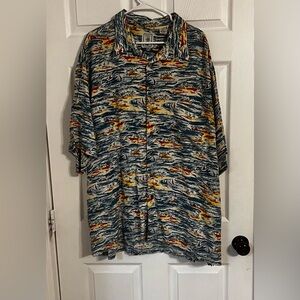 Round tree Yorke men’s 3xl tall short sleeve Hawaiian shirt button down rayon